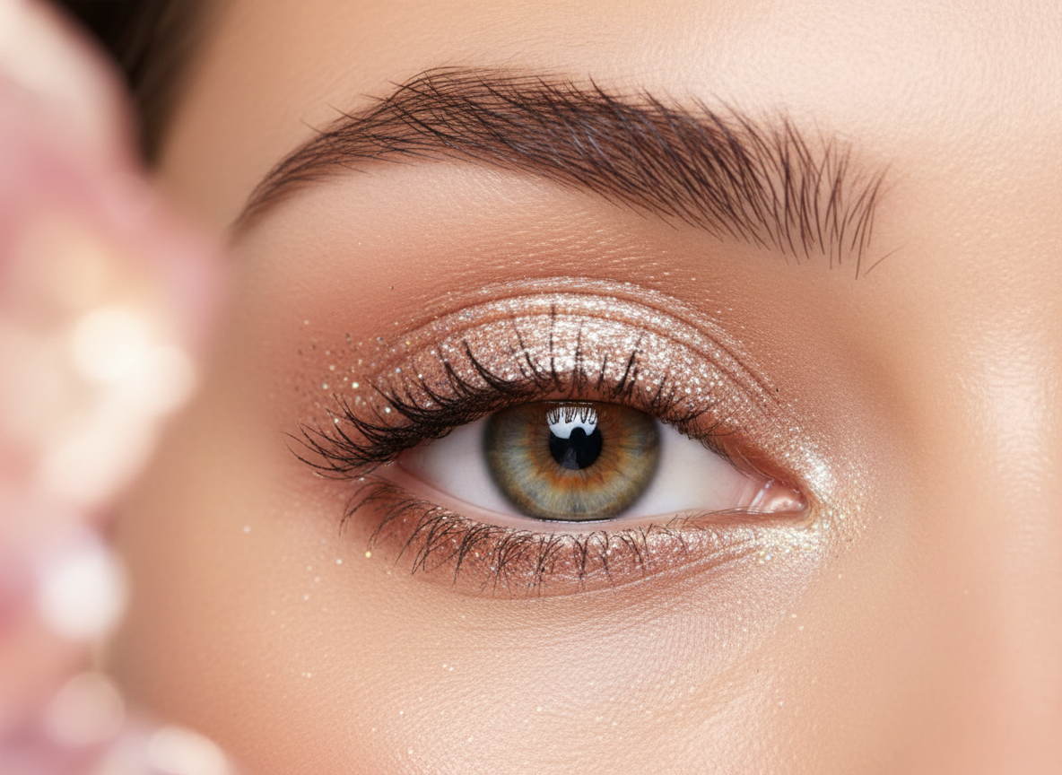 Gros plan sur un œil maquillé avec un Jelly Jewels glitter