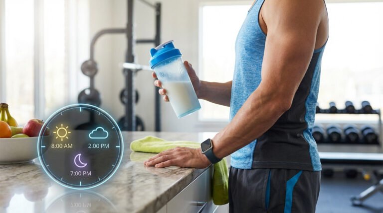 Un homme musclé buvant un shaker de Whey Nutripure