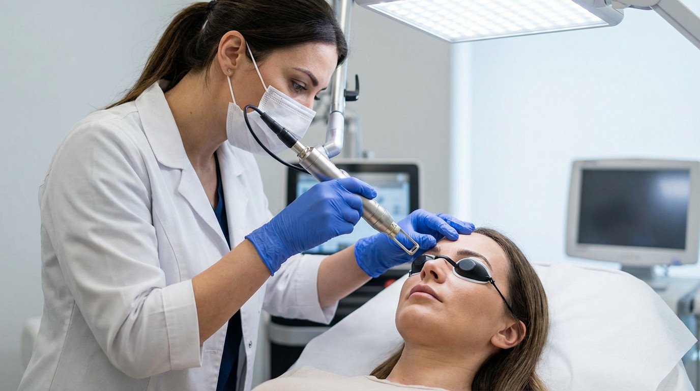 Séance de détatouage sourcil haute technologie chez Ray Studios avec laser picoseconde