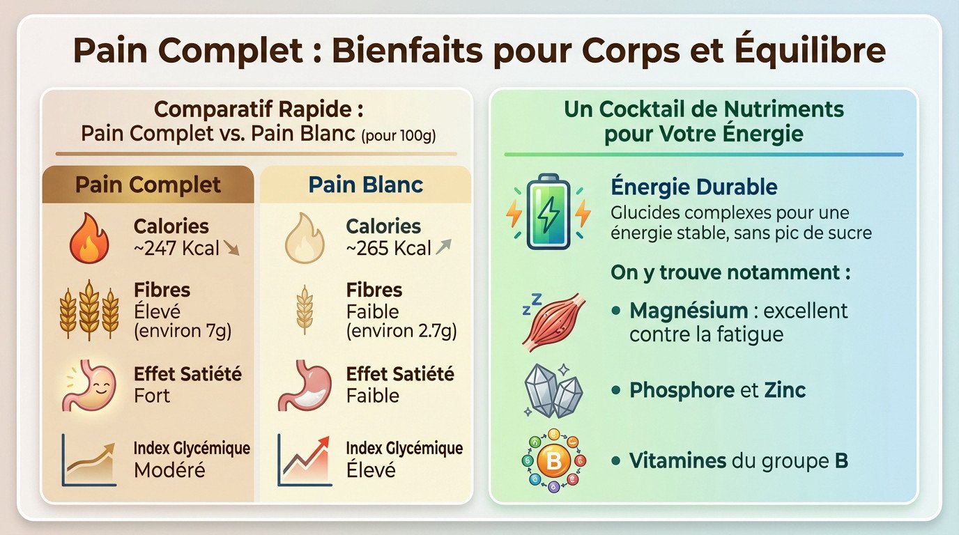 Tranches de pain complet riches en fibres et nutriments pour un petit-déjeuner équilibré