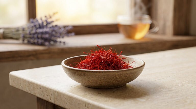 Les bienfaits safran rassemblés dans une assitette