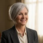 Portrait d'une femme de 60 ans avec une coupe de cheveux asymétrique