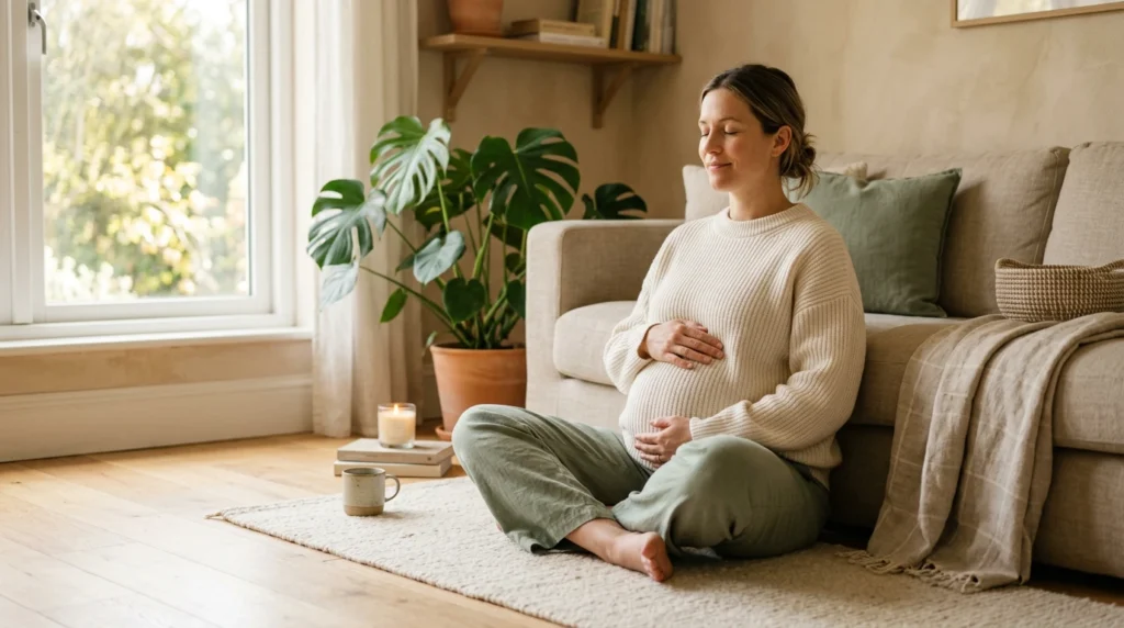Femme enceinte gerant son stress