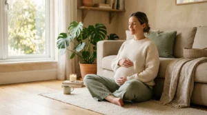 Femme enceinte gerant son stress