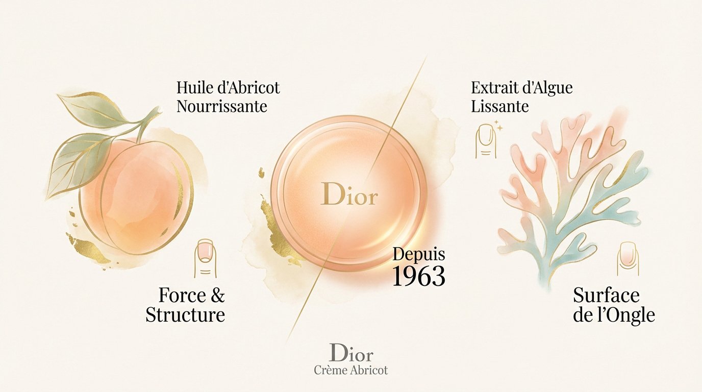 Pot de crème abricot Dior et texture onctueuse pour le soin des ongles