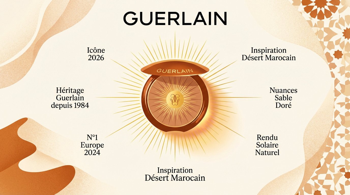 Boîtiers de la poudre Terracotta Golden Dunes de Guerlain inspirés du zellige marocain