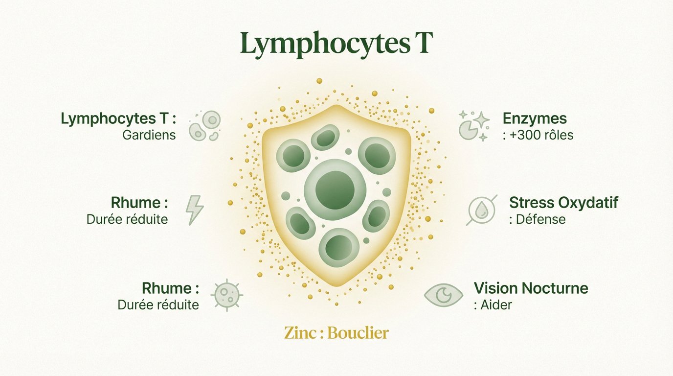 Schéma du système immunitaire renforcé par l'apport en zinc