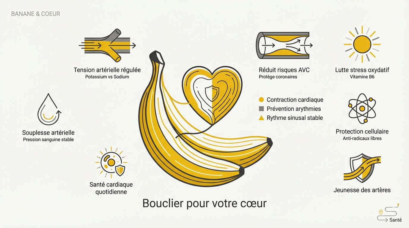 Une banane mûre posée sur une table symbolisant la santé cardiovasculaire