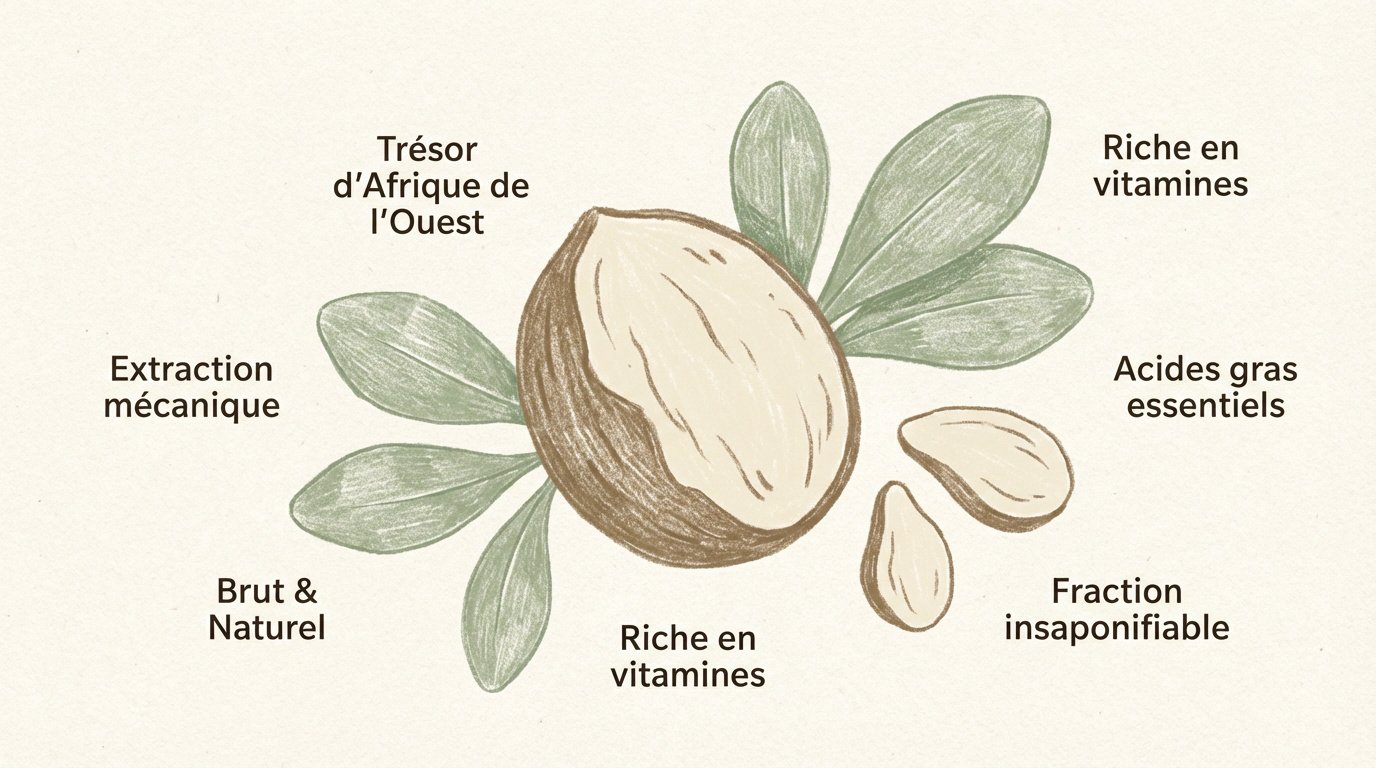 Noix de karité et beurre brut traditionnel d'Afrique de l'Ouest