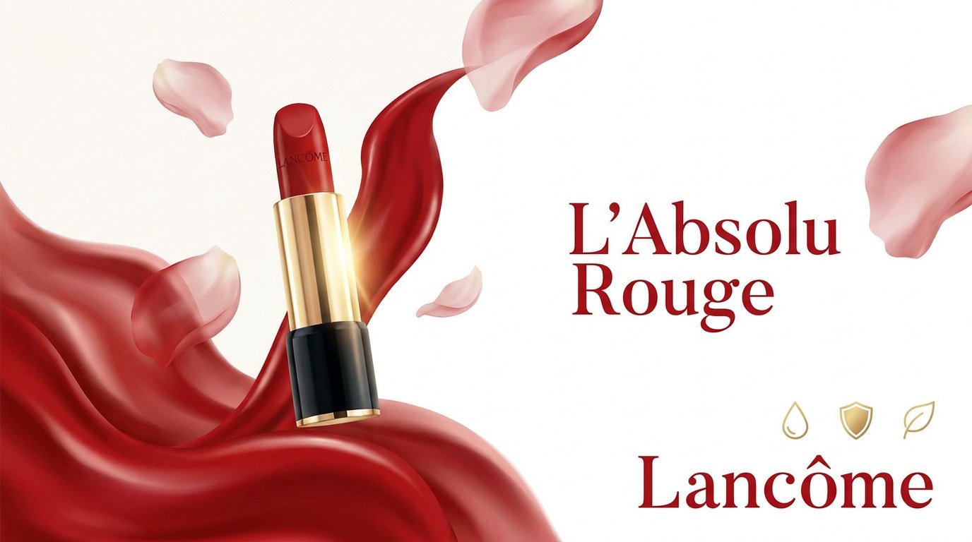 Rouge à lèvres L'Absolu Rouge de Lancôme dans son écrin luxueux