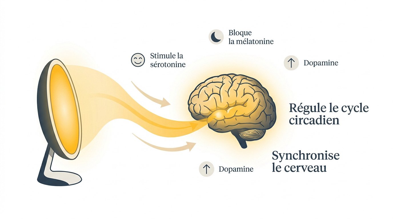 Séance de luminothérapie matinale pour réguler l'horloge interne