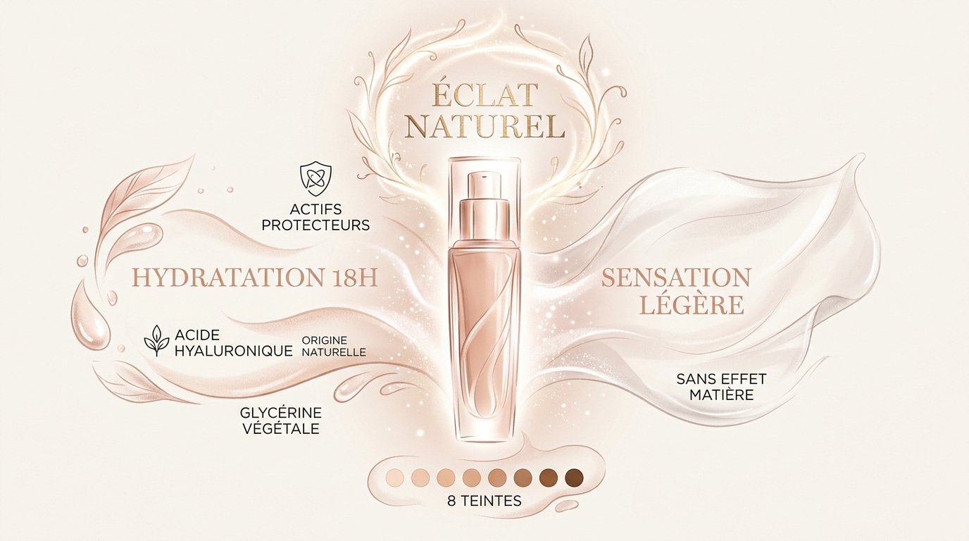 Flacon du fond de teint Lancôme Teint Miracle posé sur un support élégant