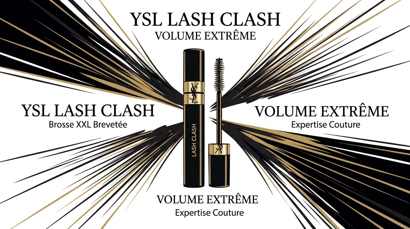 Mascara YSL Lash Clash Volume Extrême noir sur fond couture