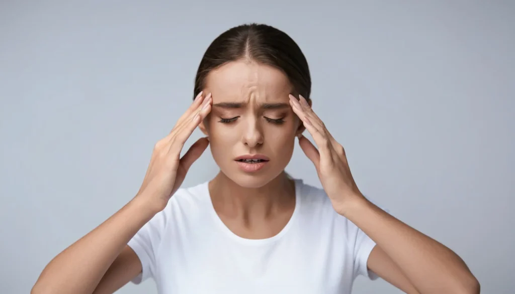 Femme ayant très mal à la tête