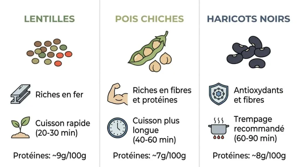 comparatif valeurs nutritionnelles légumineuses haricot noir