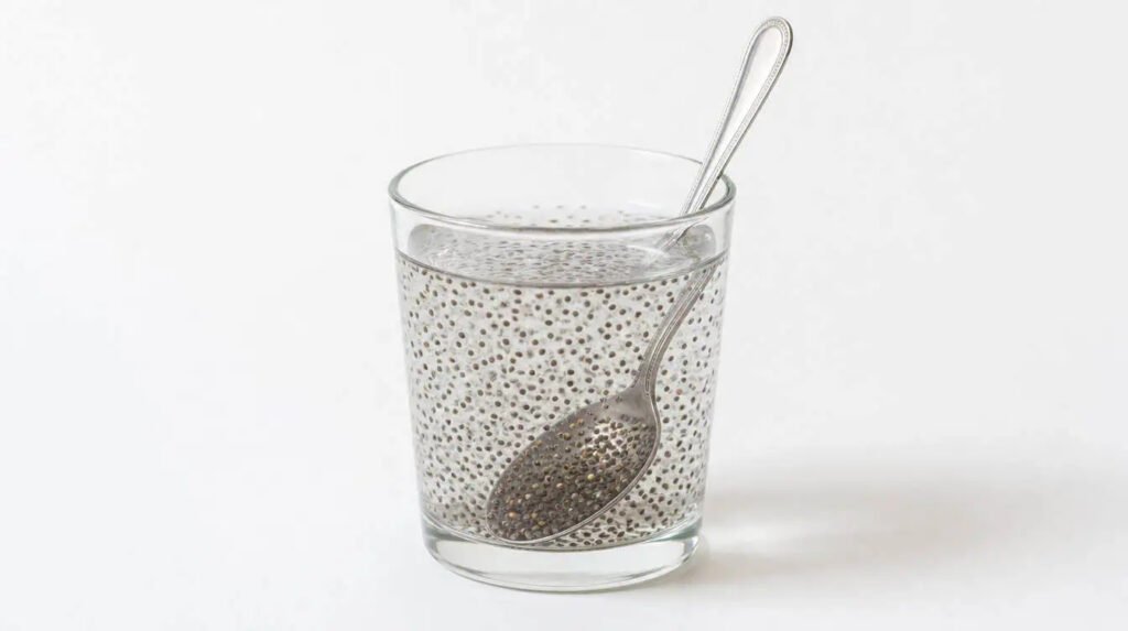 graines de chia trempées dans un verre deau pour meilleure digestion