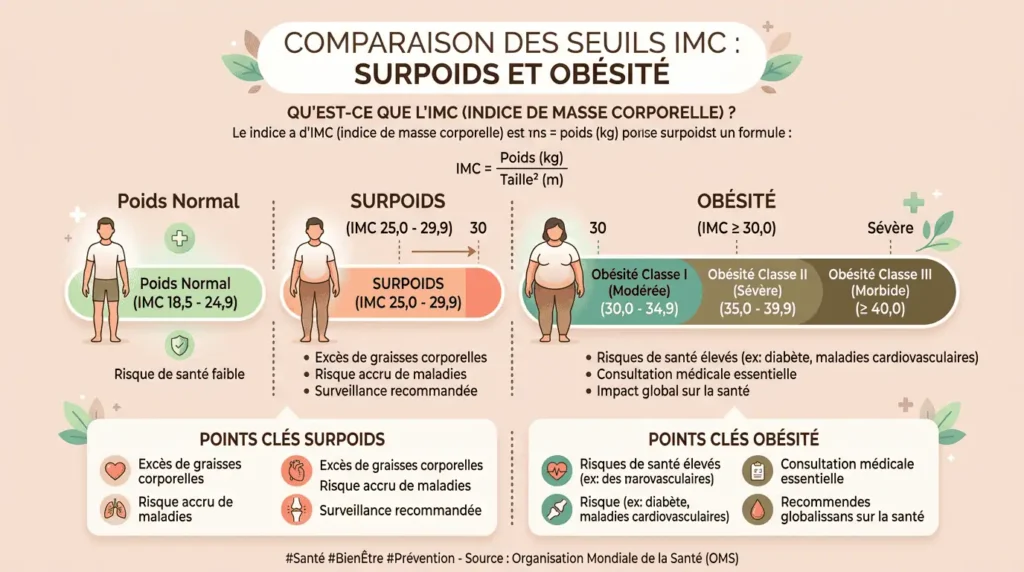 tableau des seuils IMC surpoids obésité adulte