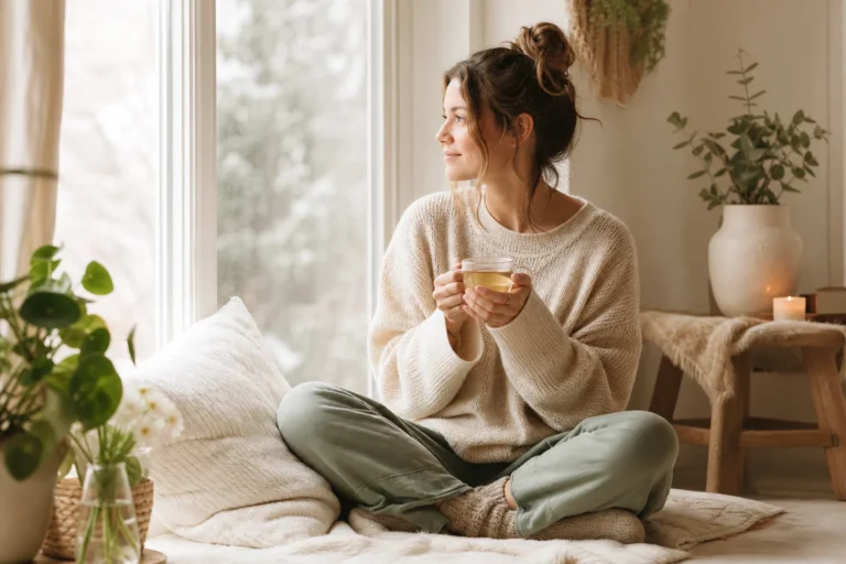 anxiété traitement naturel avec tisane relaxante et lumière douce