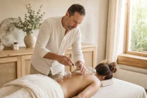 Séance de hijama bien être avec ventouses sur le dos