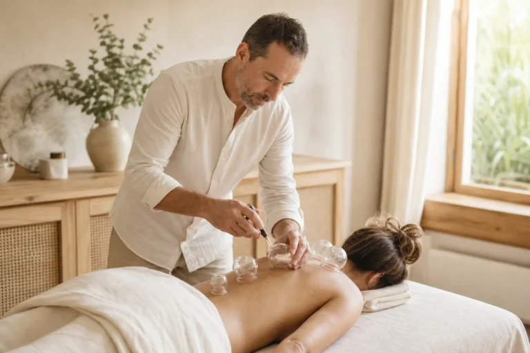 Séance de hijama bien être avec ventouses sur le dos