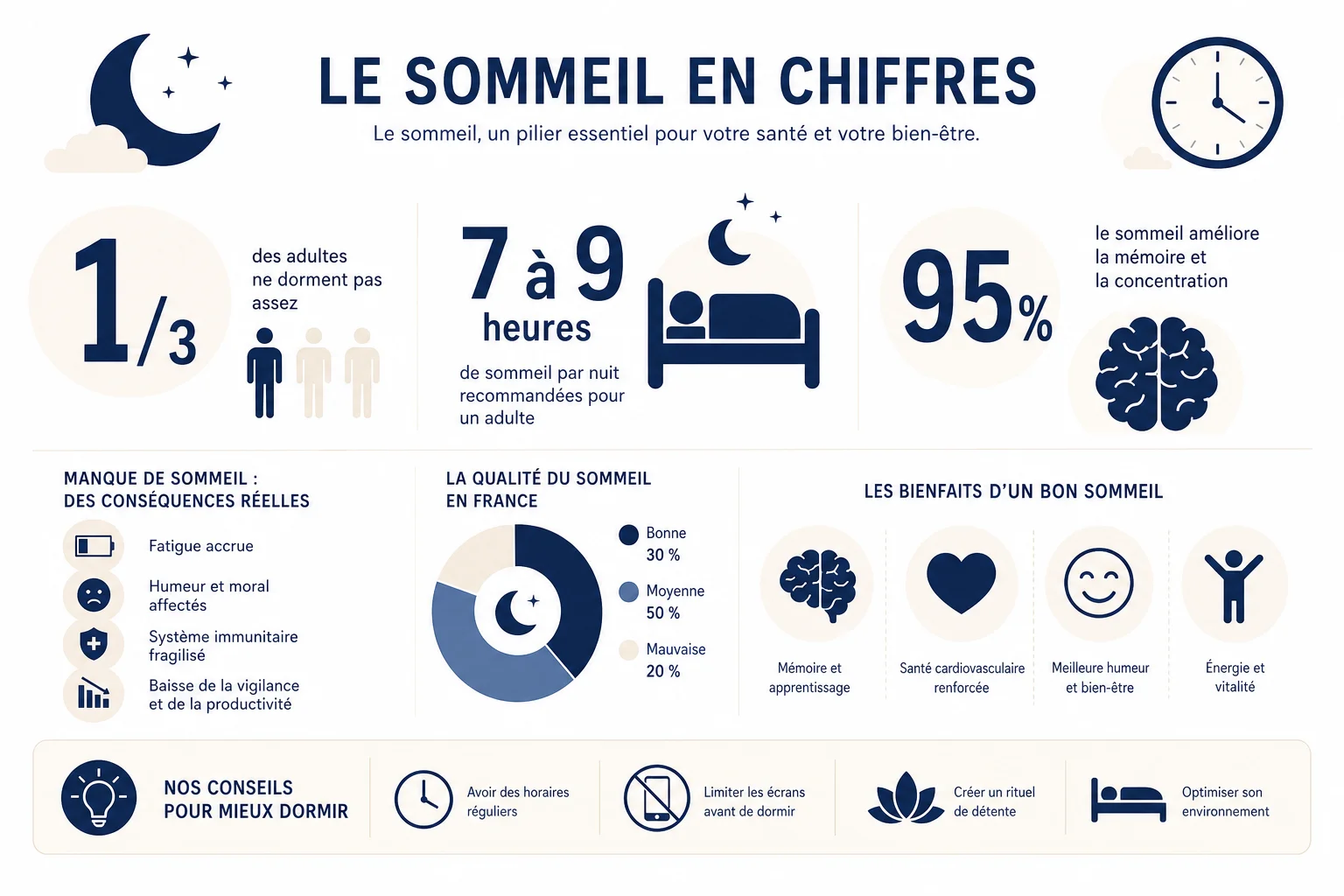 Le sommeil réparateur en chiffres clés Chiffres clés sur le sommeil réparateur et ses cycles