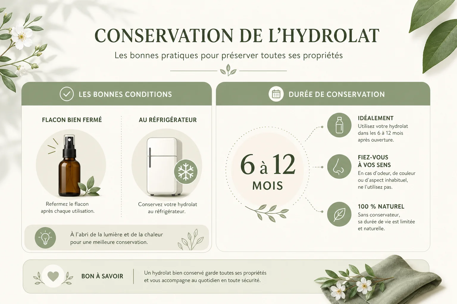 comment utiliser un hydrolat et bien le conserver au réfrigérateur