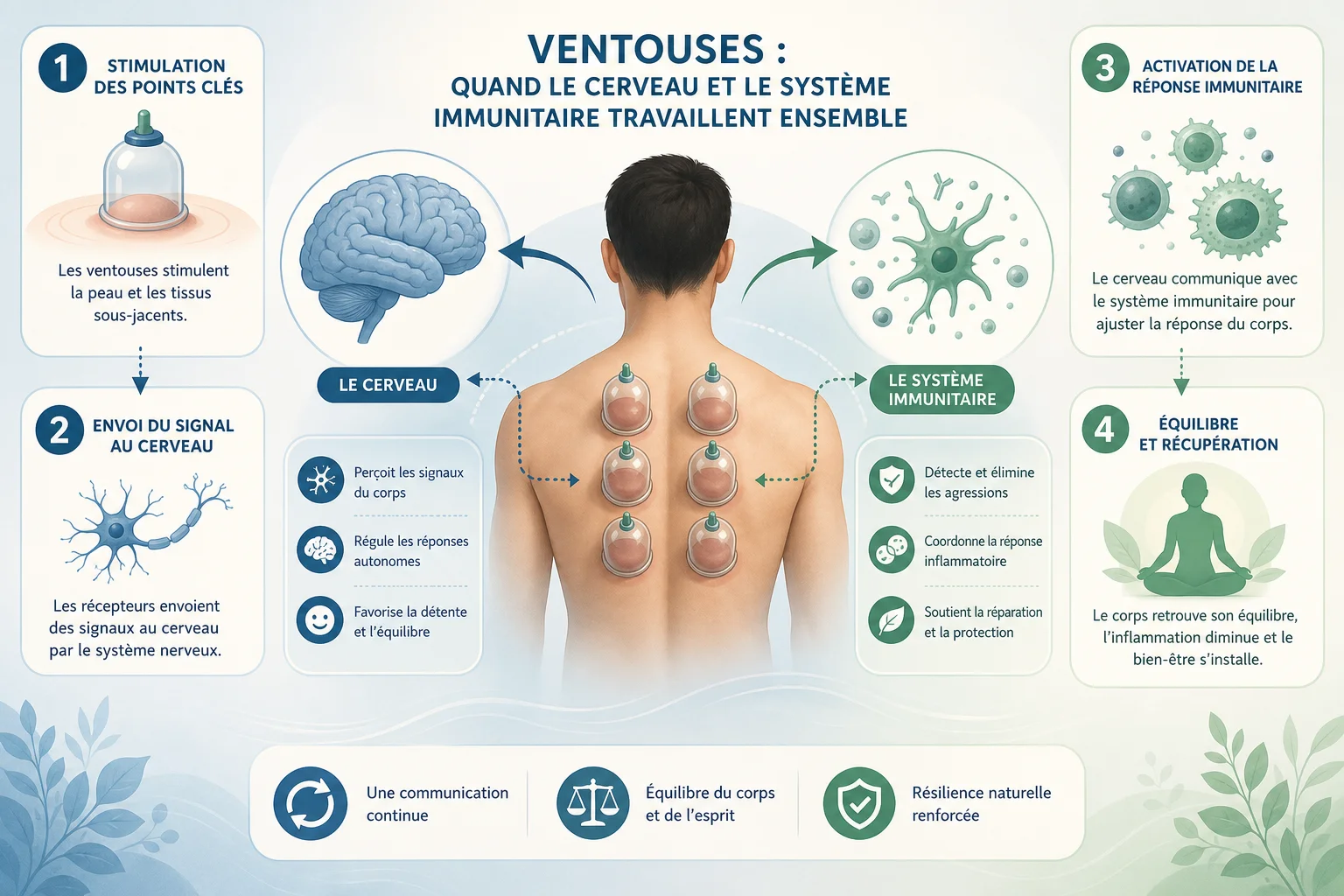 Infographie hijama bien être effets sur le stress et l'immunité