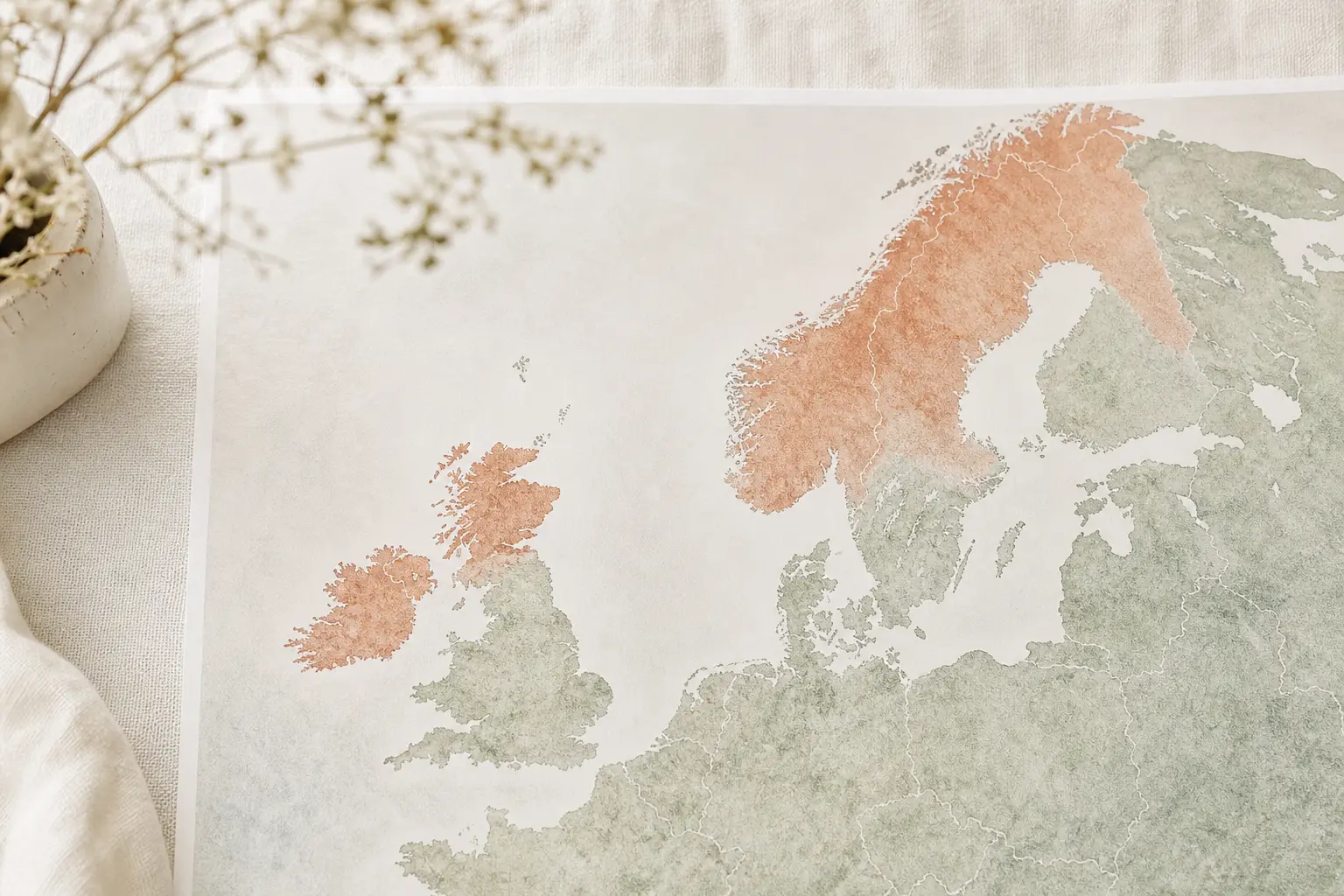 Répartition géographique de la rousse aux yeux verts rare en Europe