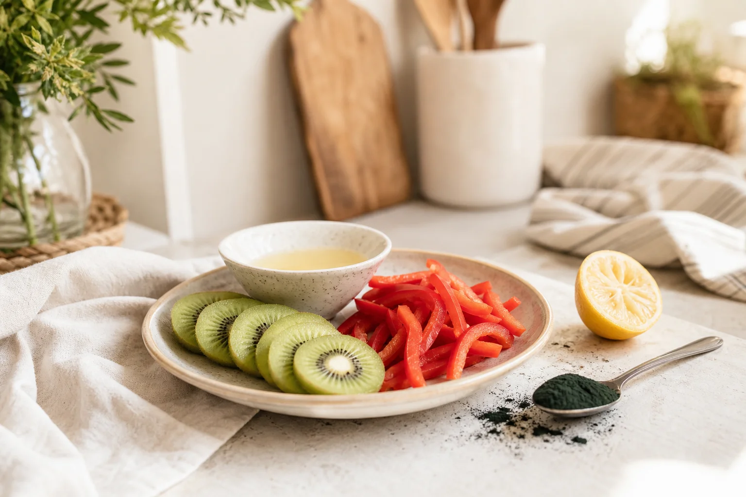 aliments vitamine C pour booster l'absorption spiruline et fer